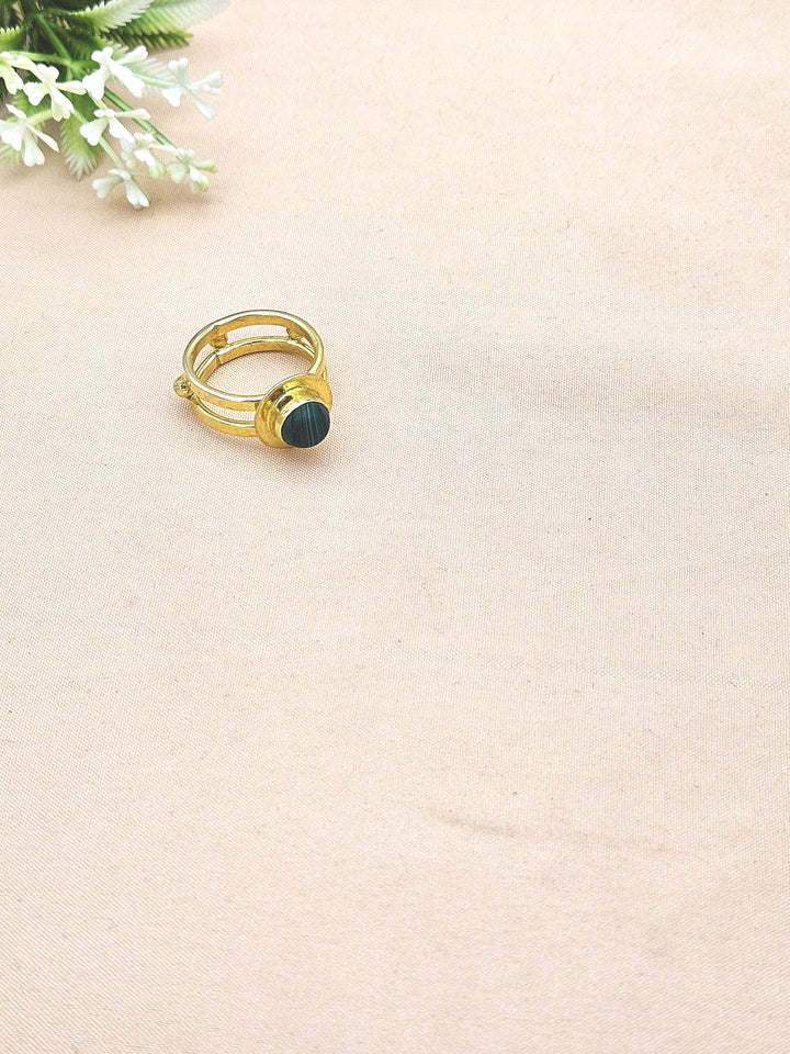 Handcrafted Gold Plated Malachite Ring for Women – Lightweight Designer Statement Jewelry