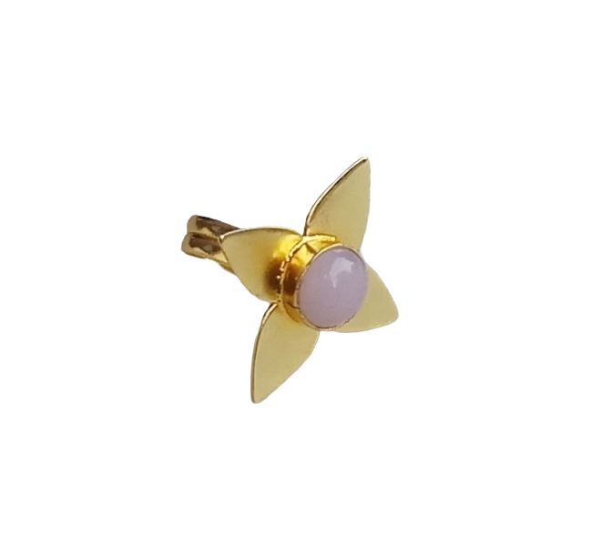 Awesome Gold plated Rose Quartz Stone Charming Leaf Designer US 8 Adjustable Finger Ring