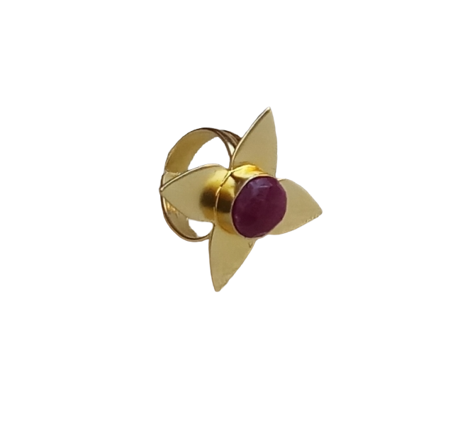 Awesome Gold plated Red Hathipara Charming Leaf Designer US 7 Adjustable Finger Ring