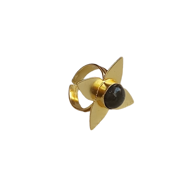 Awesome Gold plated Labradorite Charming Leaf Designer US 8 Adjustable Finger Ring