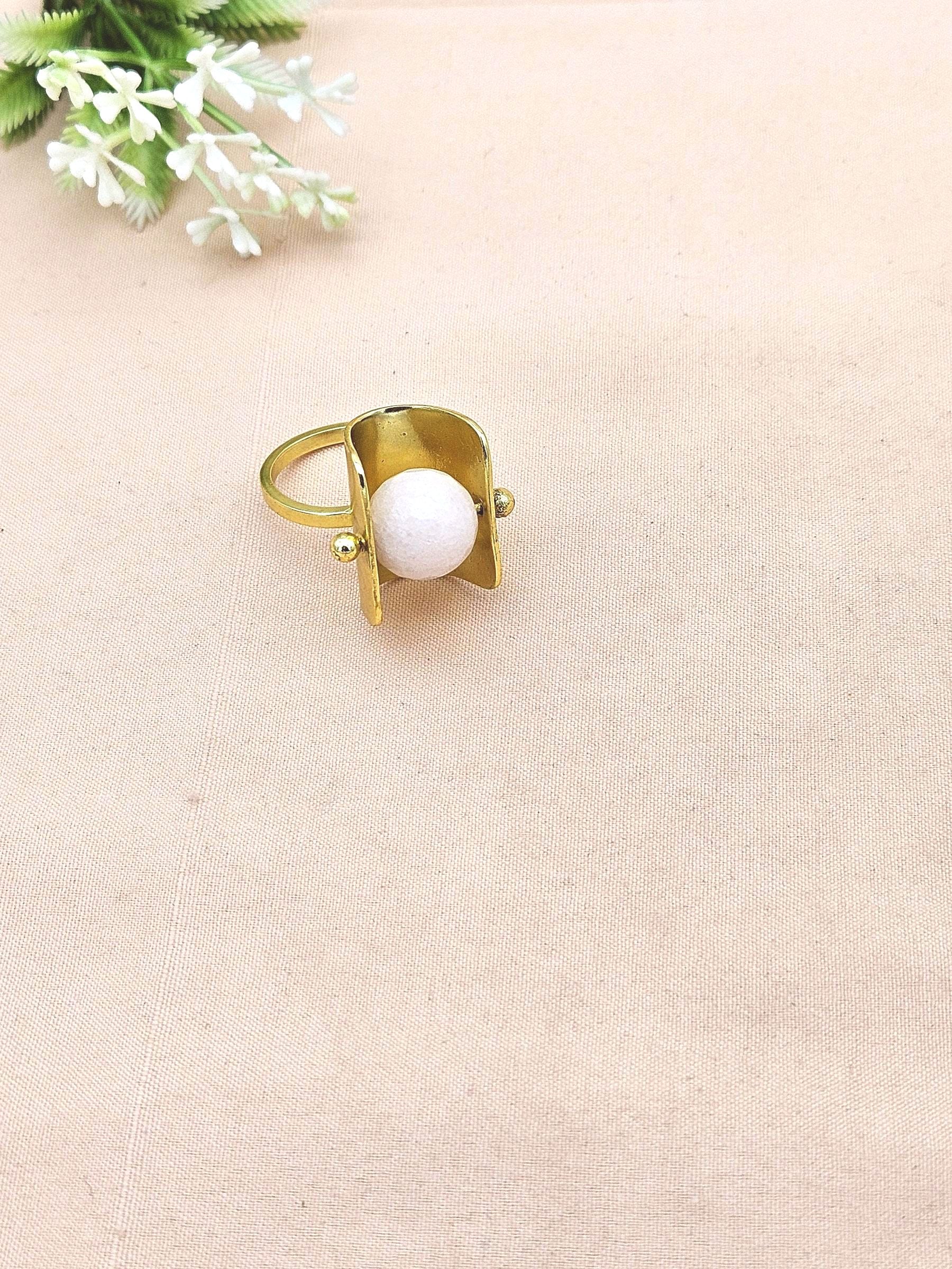 Awesome Gold plated Pink Agate Ring - Stylish Handcrafted statement Ring for Women