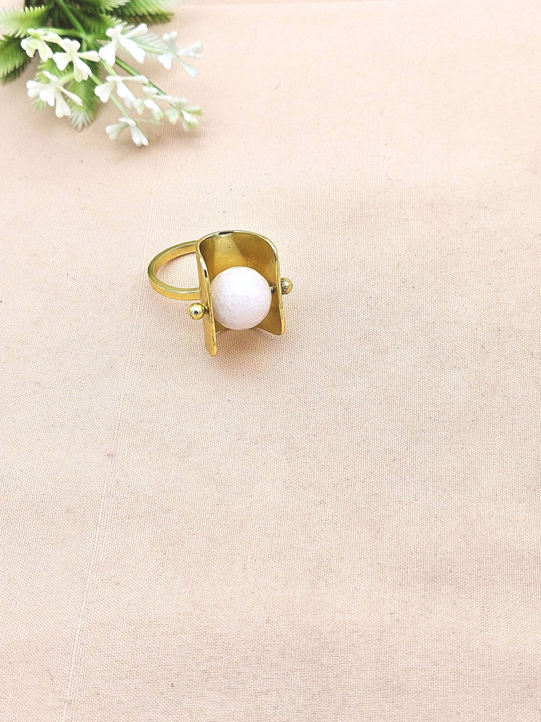 Awesome Gold plated Pink Agate Ring - Stylish Handcrafted statement Ring for Women