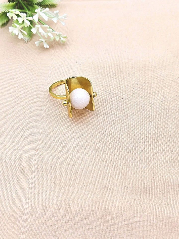 Awesome Gold plated Pink Agate Ring - Stylish Handcrafted statement Ring for Women