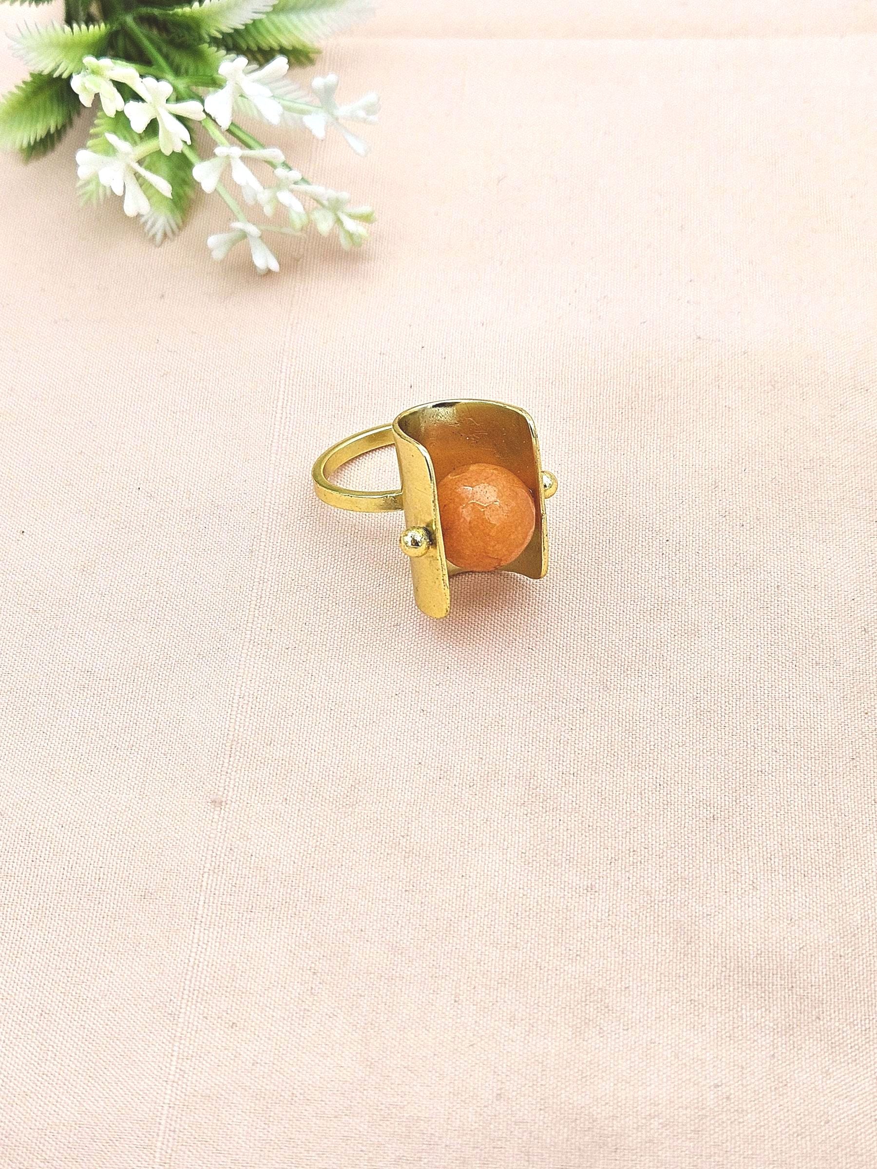 Awesome Gold plated Carnelian Ring - Stylish Handcrafted statement Ring for Women