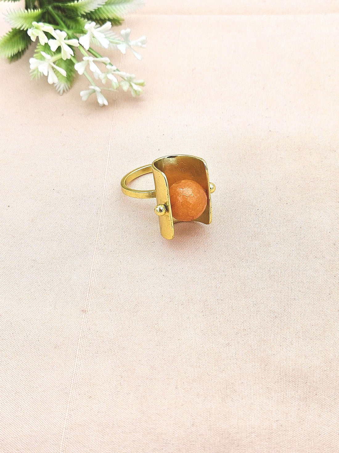 Awesome Gold plated Carnelian Ring - Stylish Handcrafted statement Ring for Women