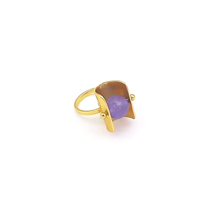 Awesome Gold plated Lavender Onyx Ring - Stylish Handcrafted statement Ring for Women