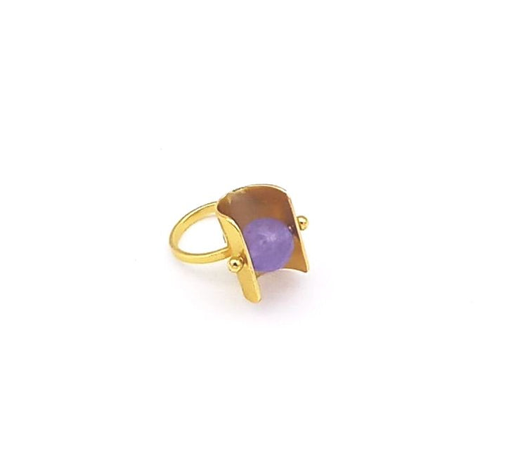 Awesome Gold plated Lavender Onyx Ring - Stylish Handcrafted statement Ring for Women