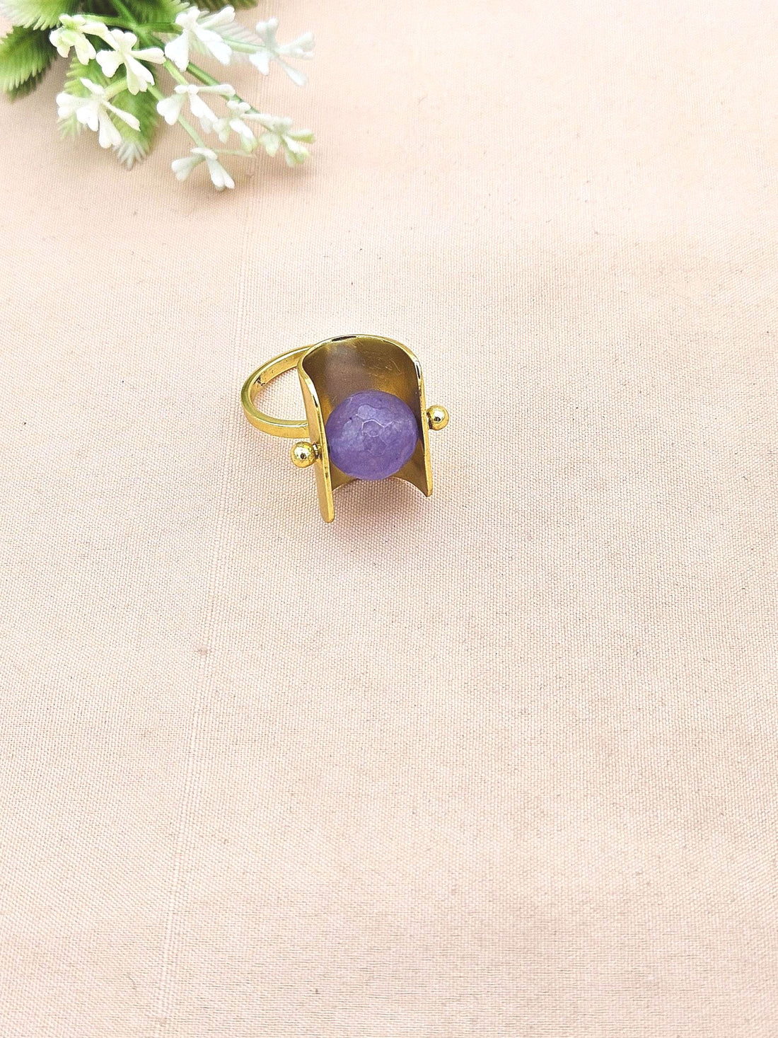 Awesome Gold plated Lavender Onyx Ring - Stylish Handcrafted statement Ring for Women