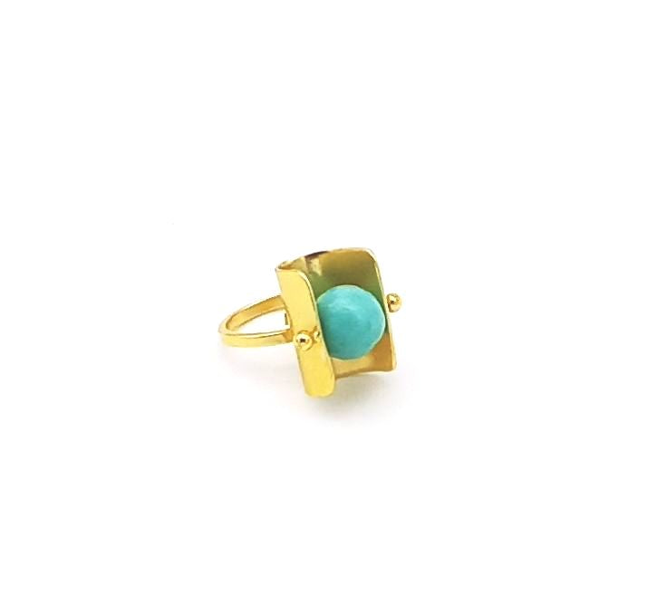 Awesome Gold plated Turquoise Ring - Stylish Handcrafted statement Ring for Women