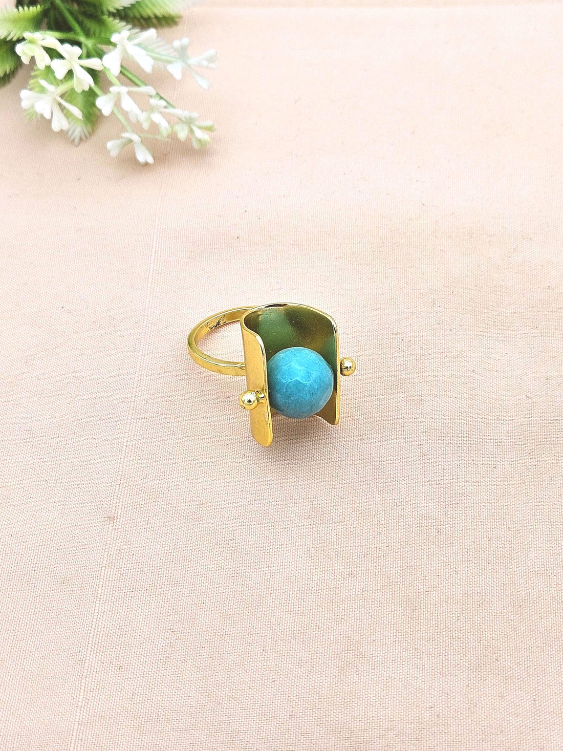 Awesome Gold plated Turquoise Ring - Stylish Handcrafted statement Ring for Women