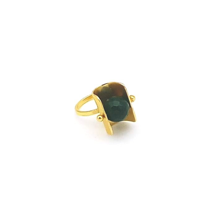 Awesome Gold plated Green Onyx- Stylish Handcrafted statement Ring for Women