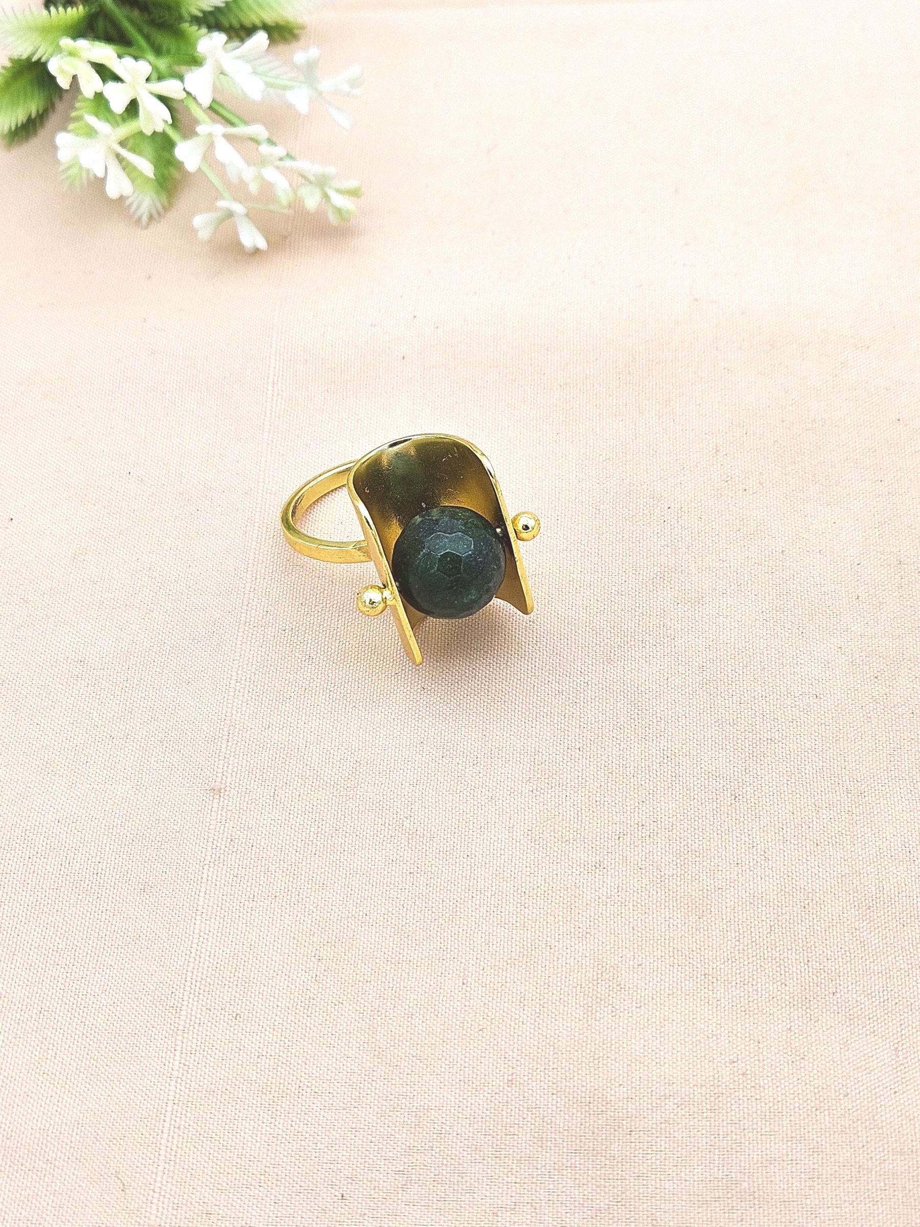 Awesome Gold plated Green Onyx- Stylish Handcrafted statement Ring for Women