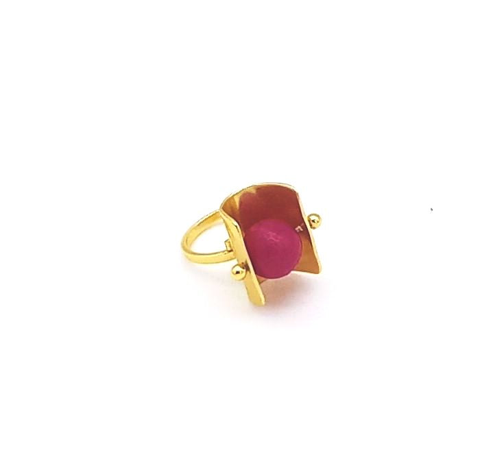 Awesome Gold plated Red Hathipara Ring - Stylish Handcrafted statement Ring for Women