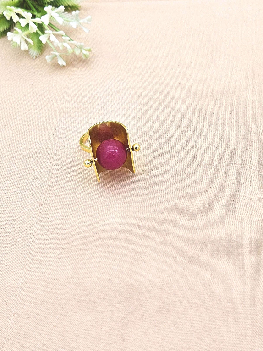 Awesome Gold plated Red Hathipara Ring - Stylish Handcrafted statement Ring for Women