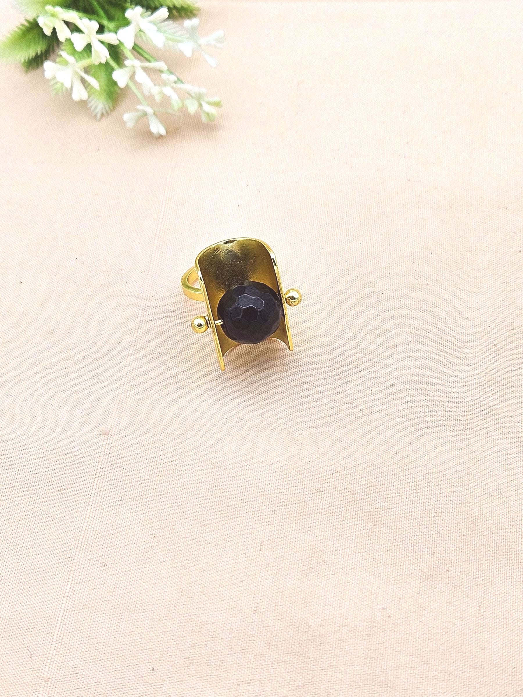Awesome Gold plated Black Onyx Ring - Stylish Handcrafted statement Ring for Women