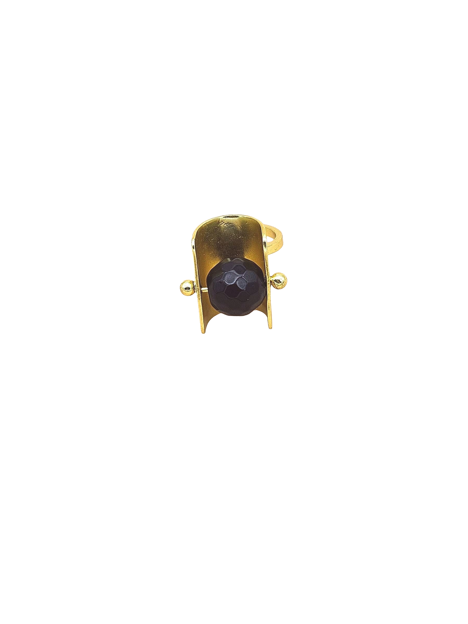 Awesome Gold plated Black Onyx Ring - Stylish Handcrafted statement Ring for Women