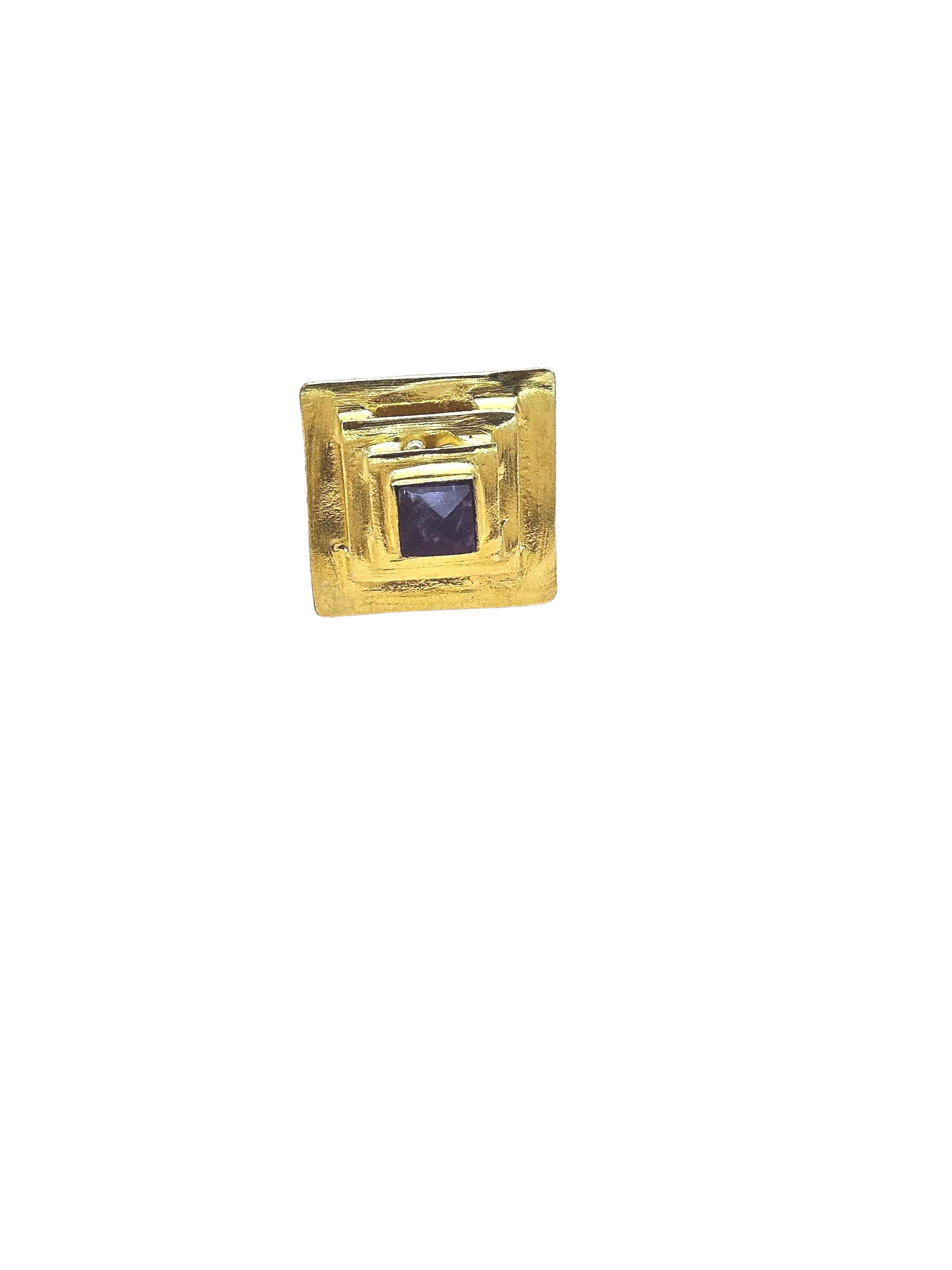 Handcrafted Gold Plated Amethyst Ring for Women – Steps Designer Statement Jewelry