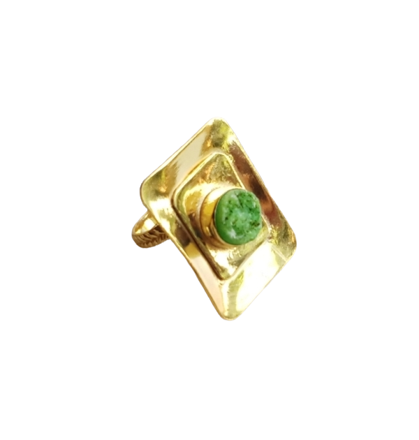 Elegant Green Druzy Stone Ring for Women - Handmade Gold plated Jewelry