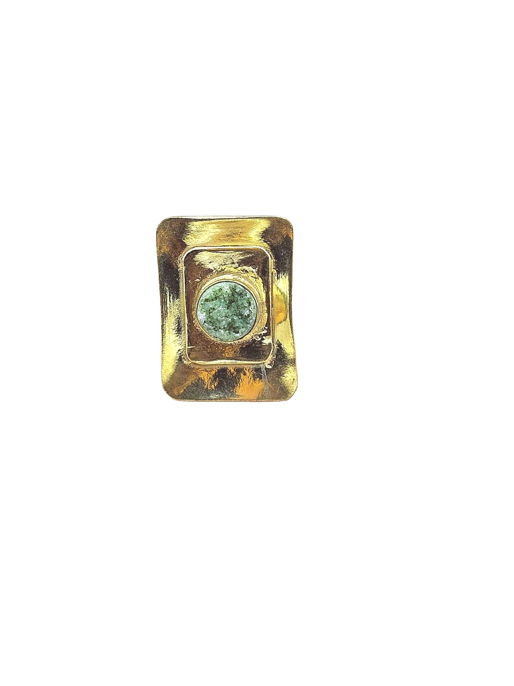 Elegant Green Druzy Stone Ring for Women - Handmade Gold plated Jewelry