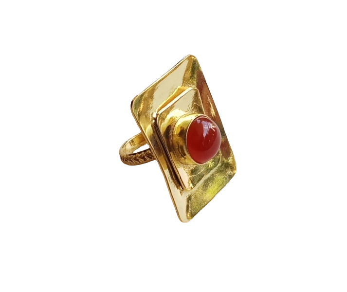 Handcrafted Gold plated Red Onyx Stone Ring for Women - Stylish Statement Ring