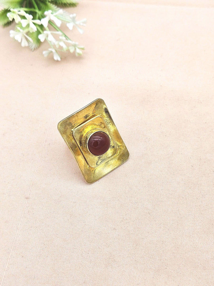 Handcrafted Gold plated Red Onyx Stone Ring for Women - Stylish Statement Ring