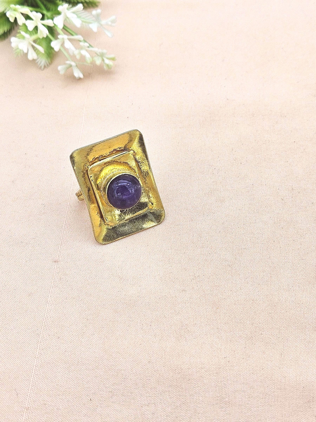 Handcrafted Gold plated Amethyst Stone Ring for Women - Stylish Statement Ring