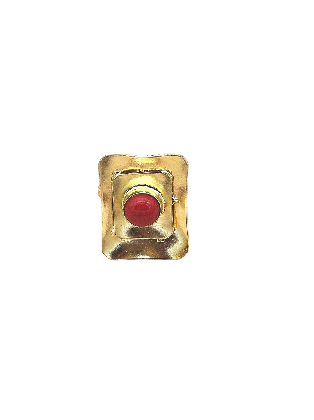 Handcrafted Gold plated Coral Stone Ring for Women - Stylish Statement Ring