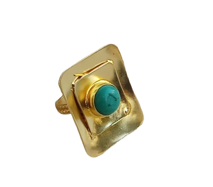 Handcrafted Gold plated Turquoise Stone Ring for Women - Stylish Statement Ring