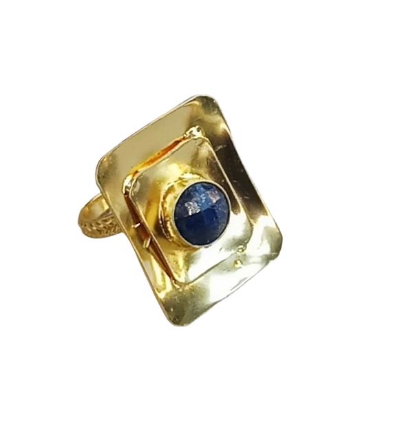 Handcrafted Gold plated Lapis Stone Ring for Women - Elegant Fashion Ring