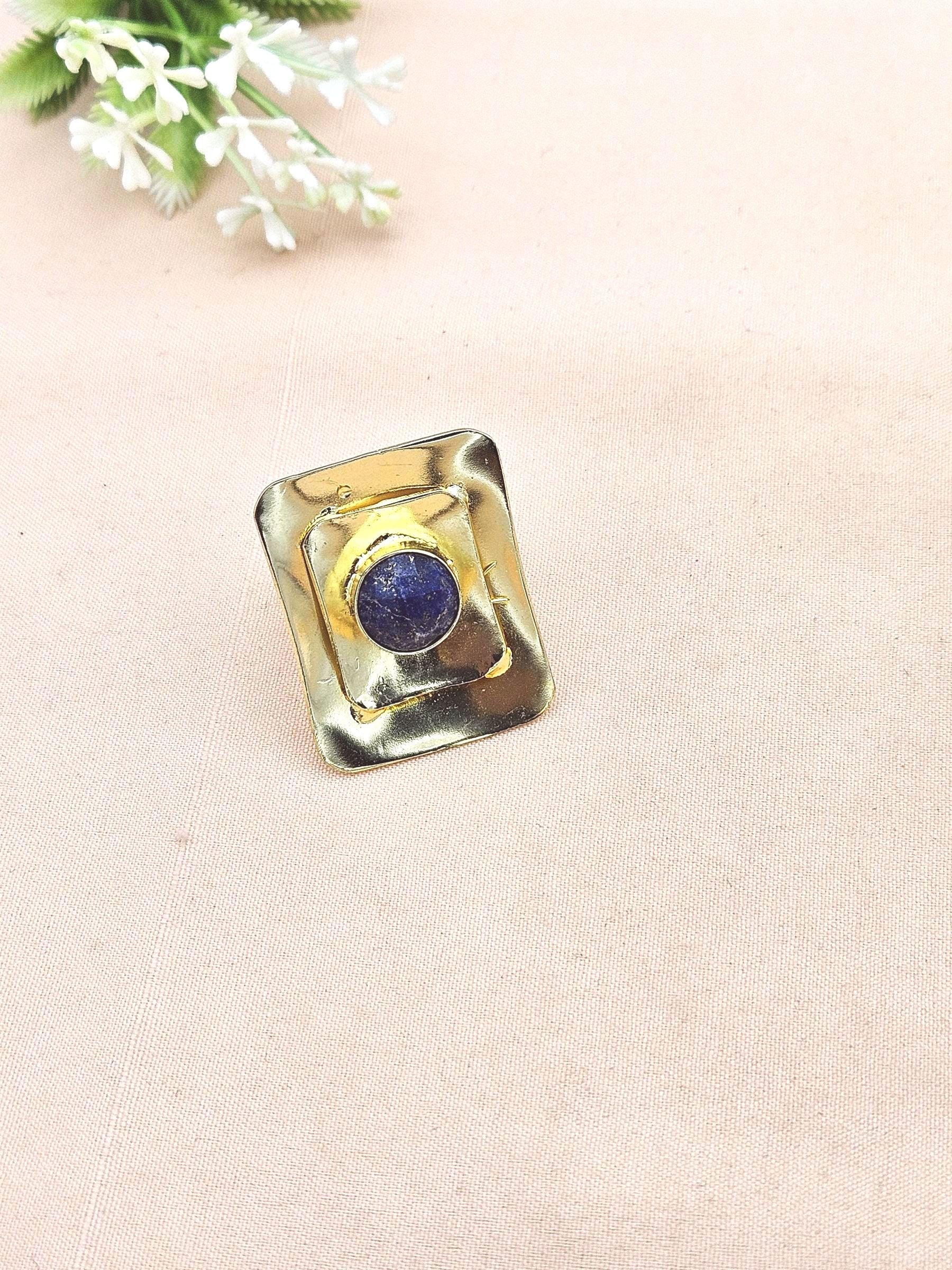 Handcrafted Gold plated Lapis Stone Ring for Women - Elegant Fashion Ring