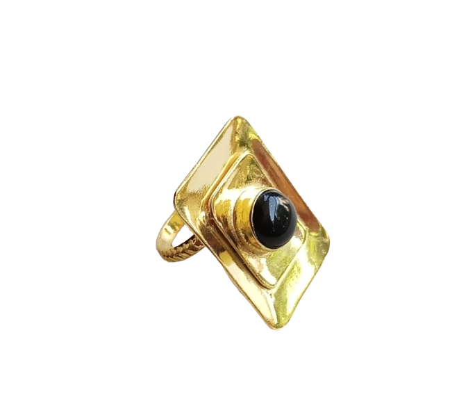 Handcrafted Gold plated Black Onyx Ring for Women - Elegant Fashion Jewelry