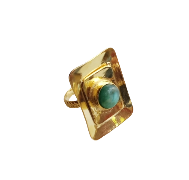 Handcrafted Gold plated Ropara stone  Ring for Women - Elegant Fashion Jewelry