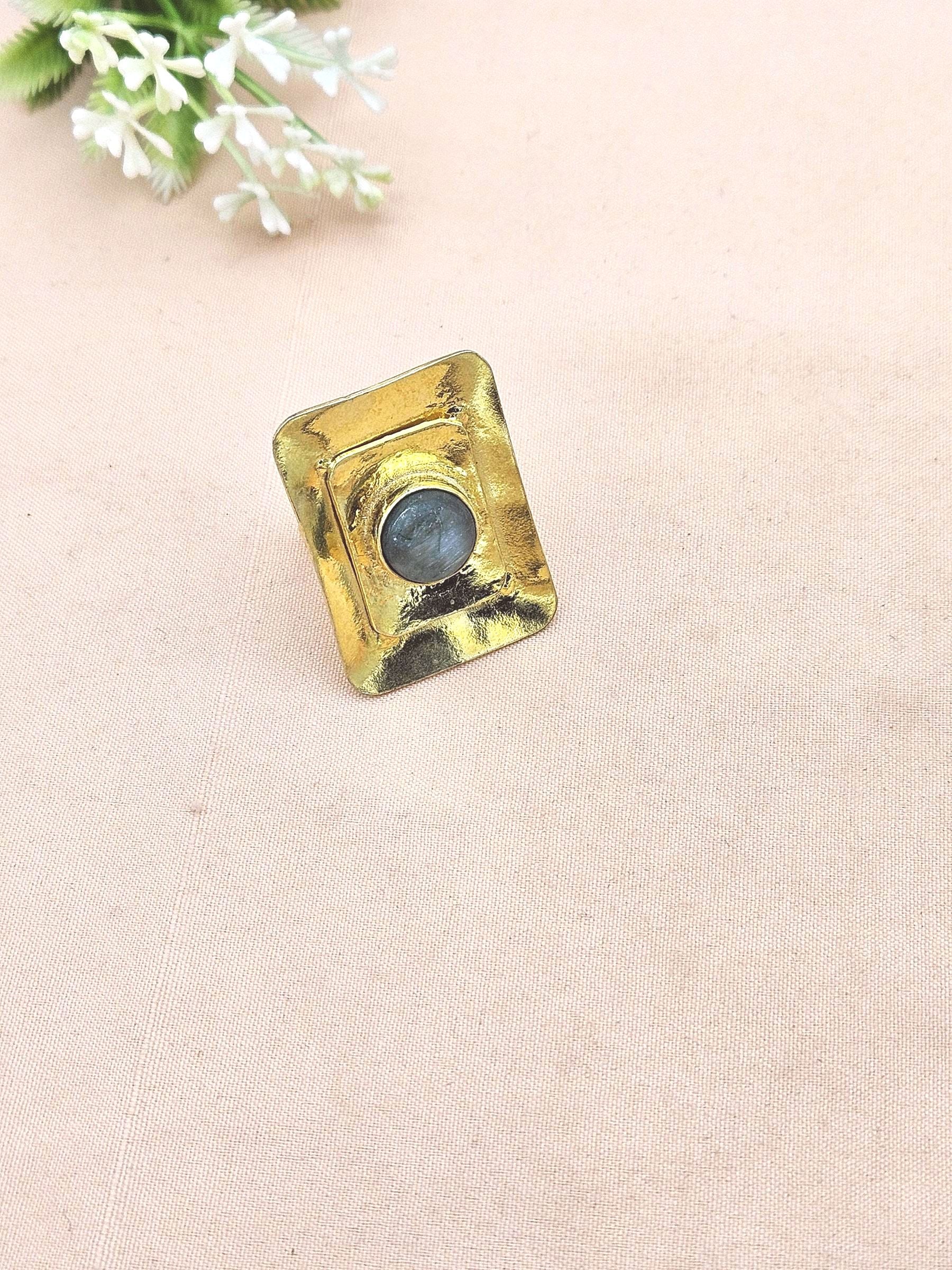 Handcrafted Gold plated Ropara stone  Ring for Women - Elegant Fashion Jewelry