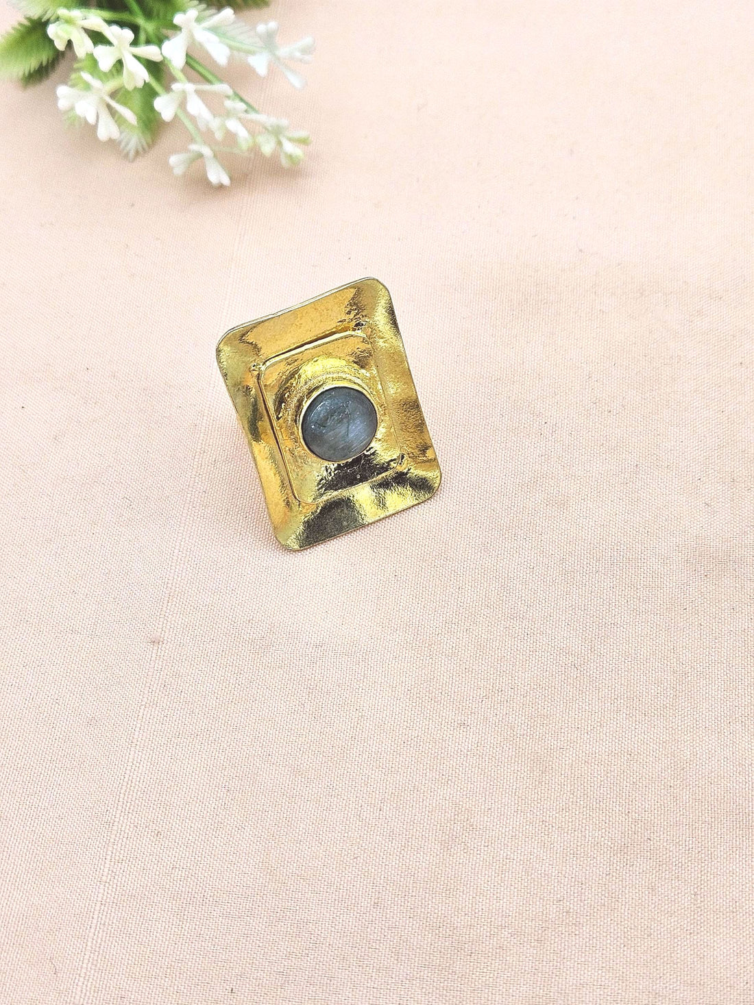 Handcrafted Gold plated Ropara stone  Ring for Women - Elegant Fashion Jewelry