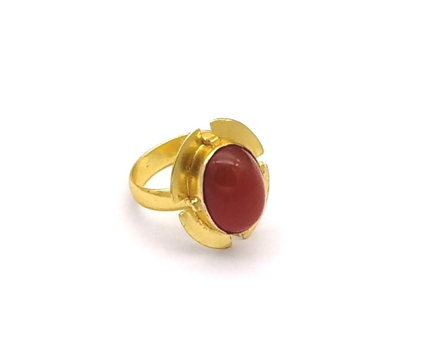 Gold plated Red Onyx Gemstone Ring for Women - Handcrafted Fashion Jewelry