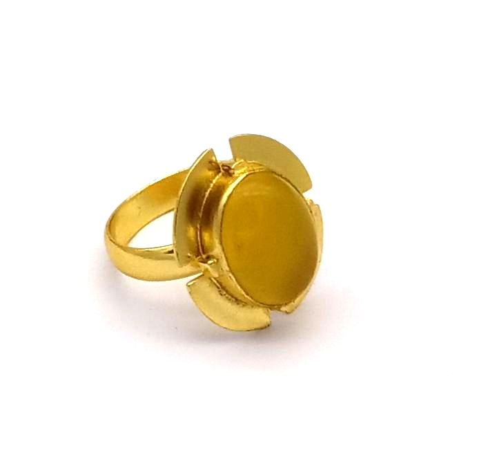 Gold Plated Yellow Chalcedony Stone Ring for Women – Handmade Elegant Jewelry