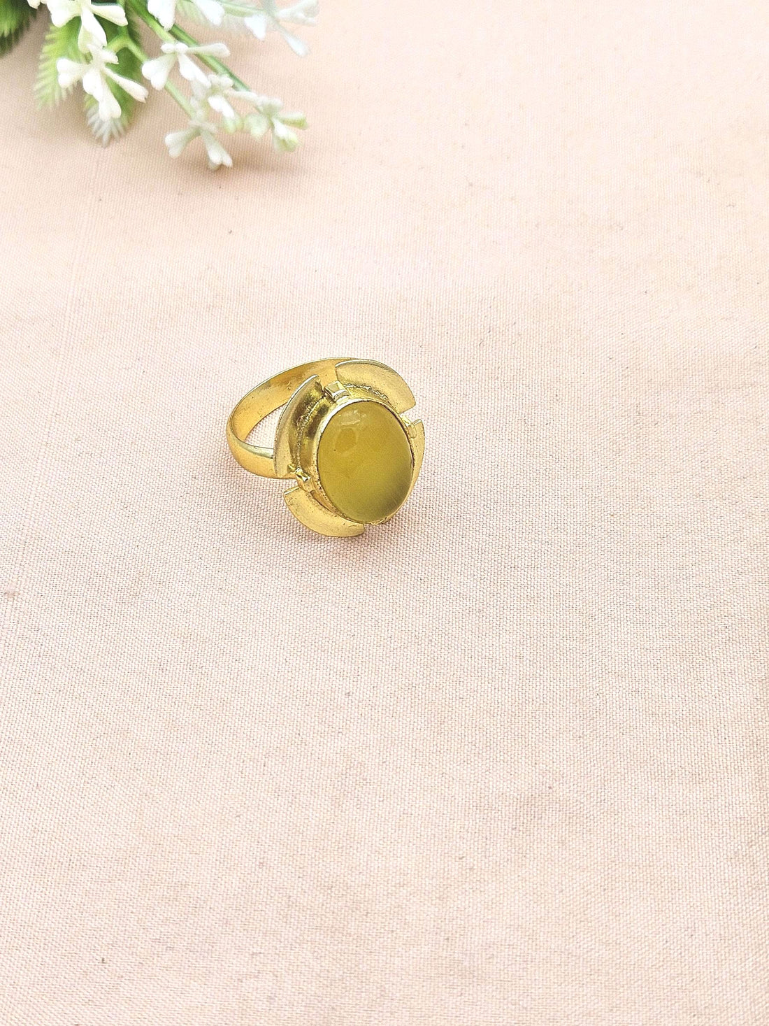 Gold Plated Yellow Chalcedony Stone Ring for Women – Handmade Elegant Jewelry