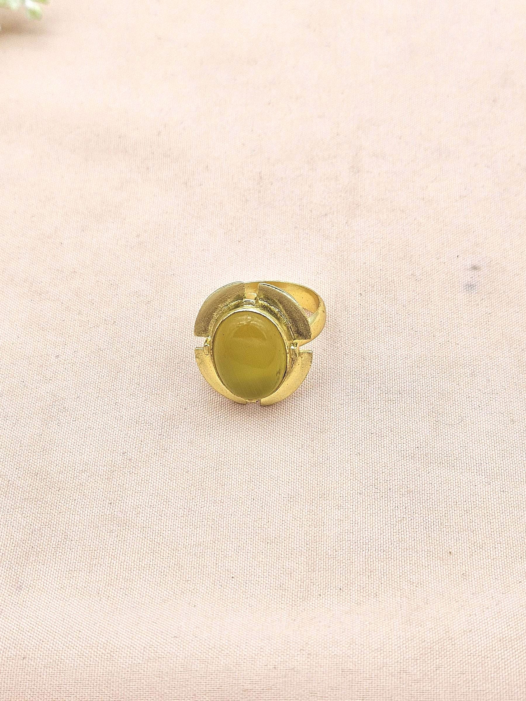 Gold Plated Yellow Chalcedony Stone Ring for Women – Handmade Elegant Jewelry