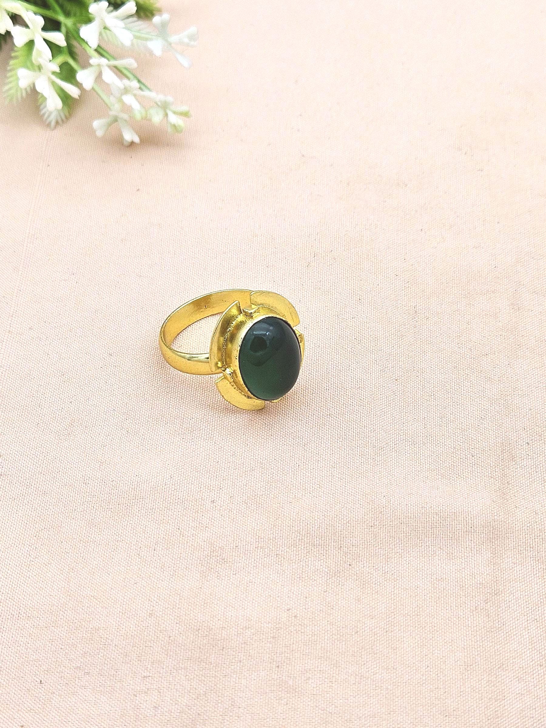 Handmade Gold plated Green Onyx Ring for Women - Elegant Gemstone Fashion Jewelry