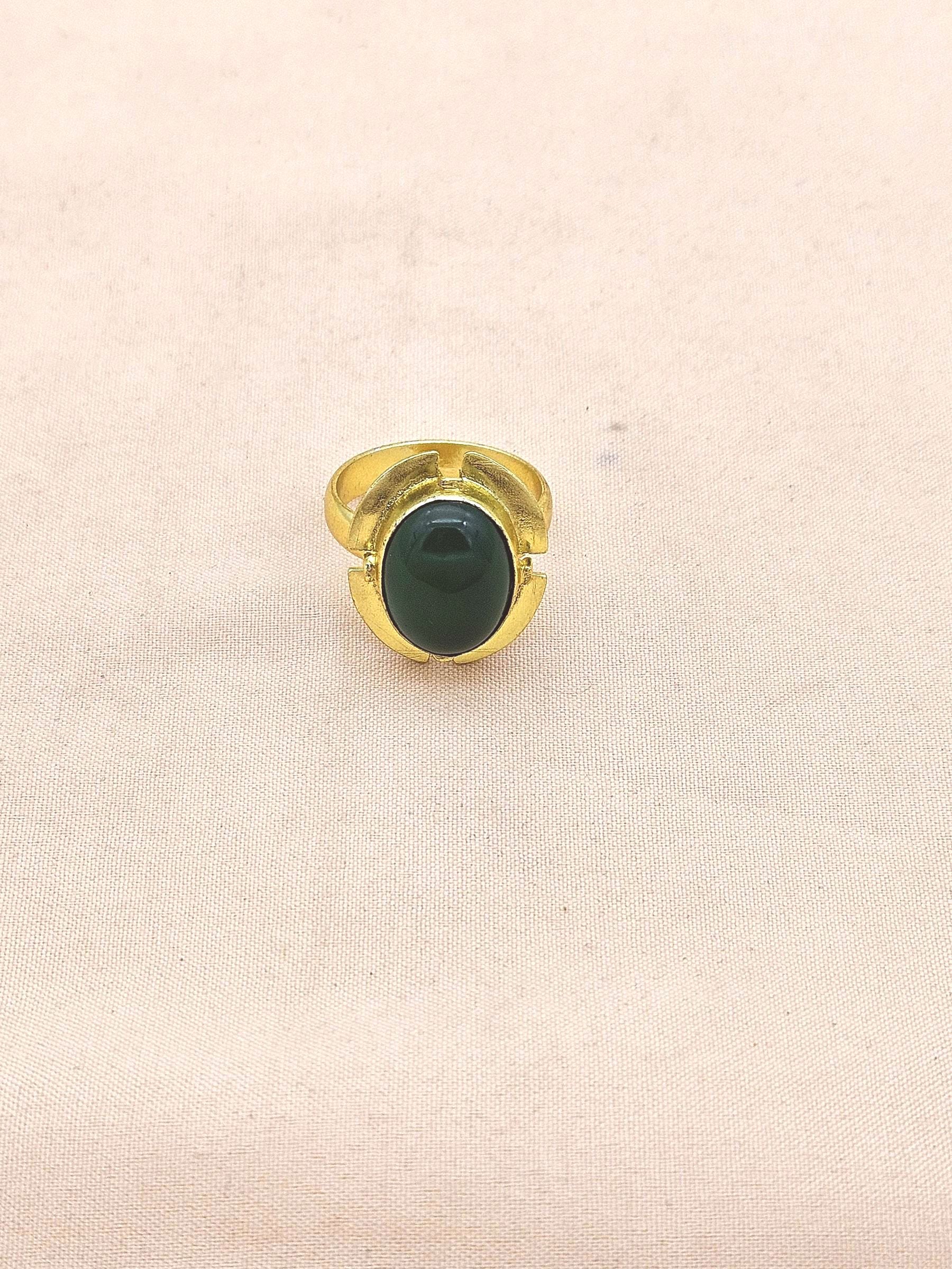 Handmade Gold plated Green Onyx Ring for Women - Elegant Gemstone Fashion Jewelry