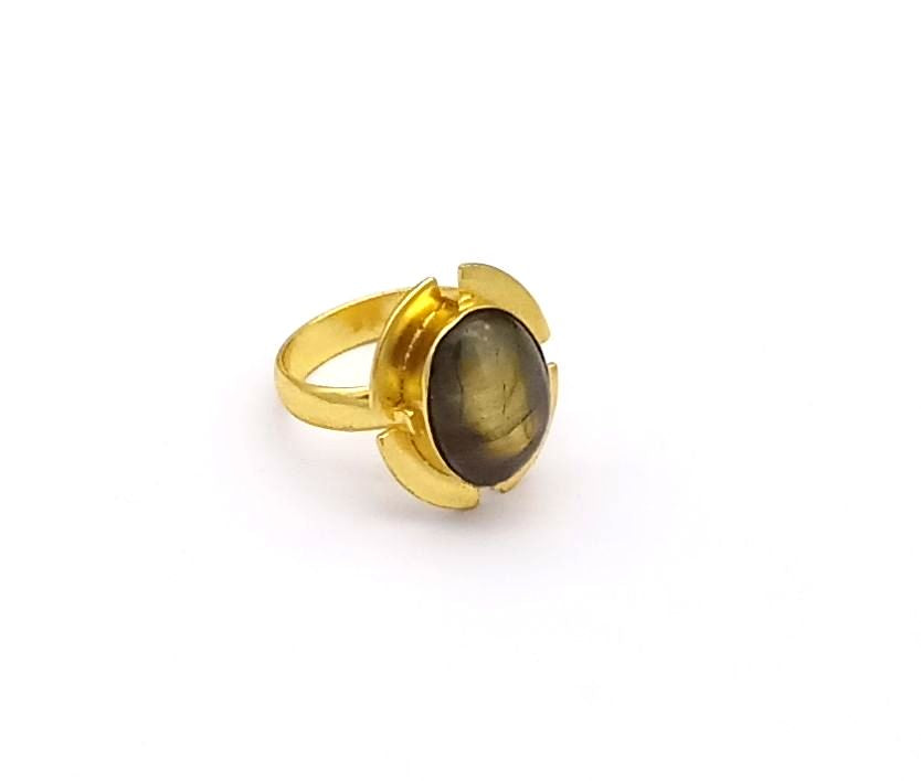 Handmade Gold plated Labradorite Ring for Women - Elegant Gemstone Fashion Jewelry