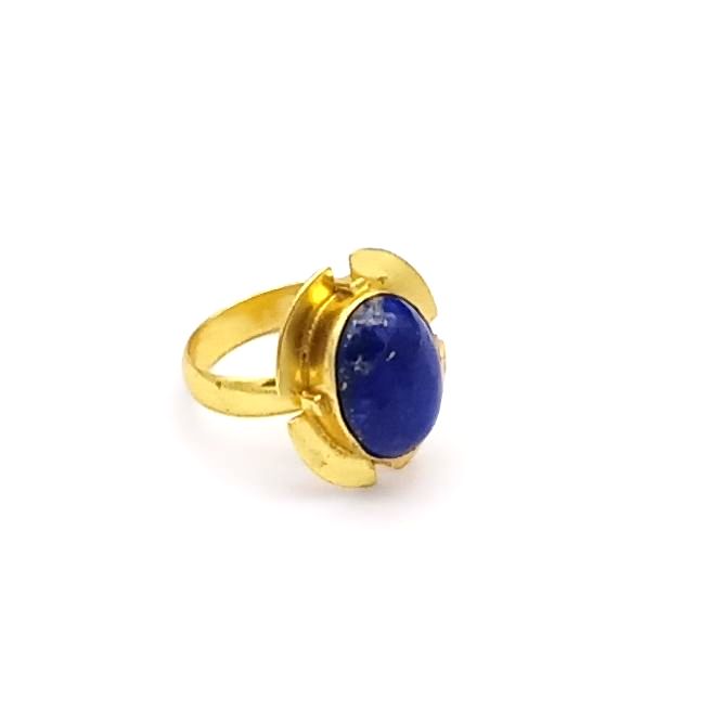 Handmade Gold plated  Lapis Ring for Women - Elegant Gemstone Fashion Jewelry