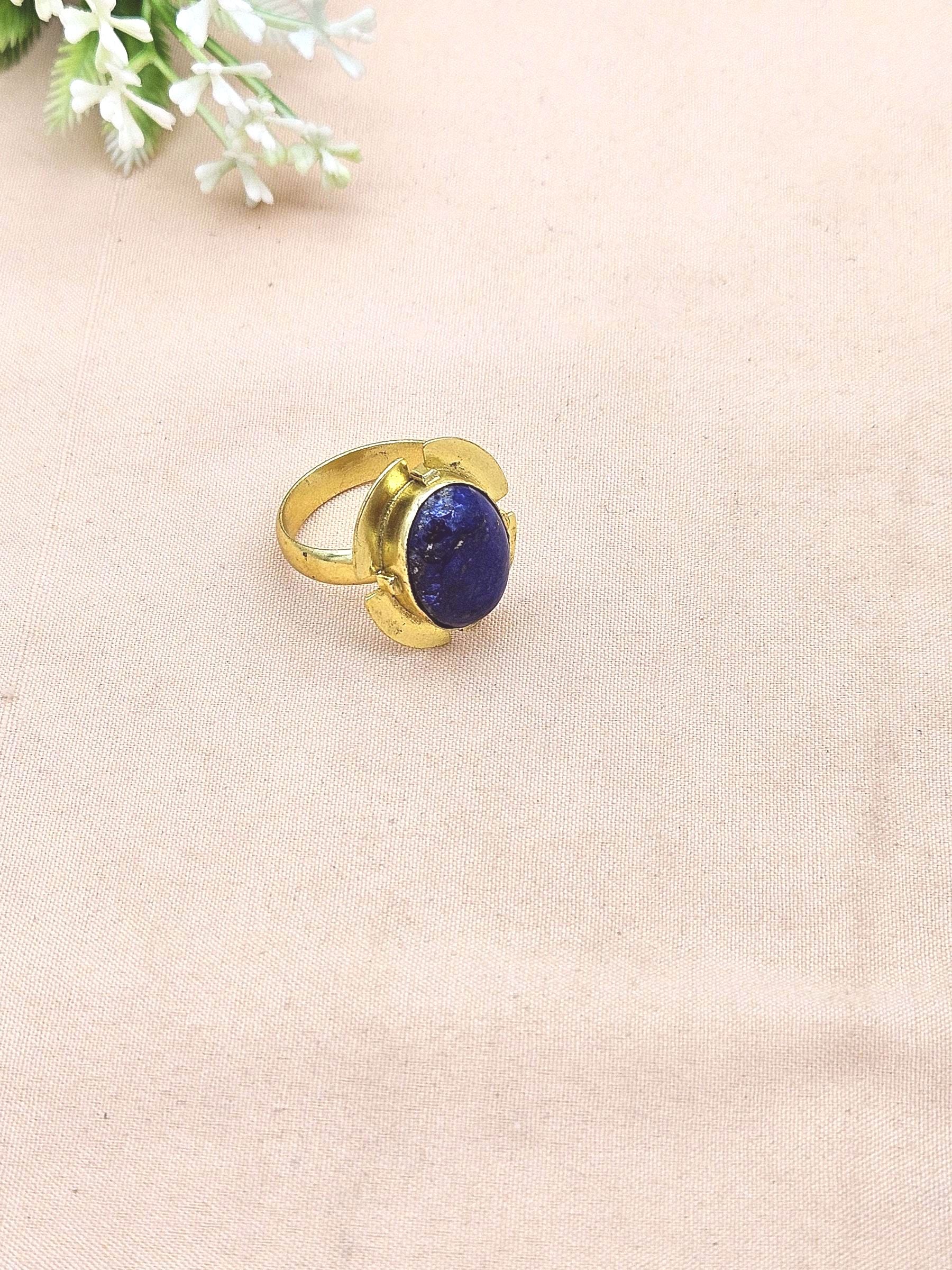 Handmade Gold plated  Lapis Ring for Women - Elegant Gemstone Fashion Jewelry