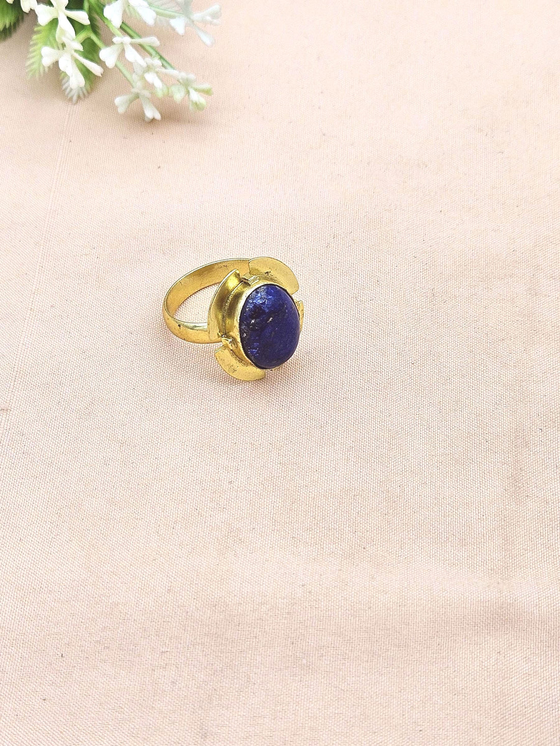 Handmade Gold plated  Lapis Ring for Women - Elegant Gemstone Fashion Jewelry