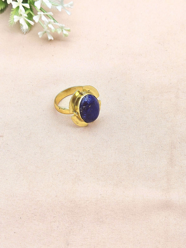 Handmade Gold plated  Lapis Ring for Women - Elegant Gemstone Fashion Jewelry