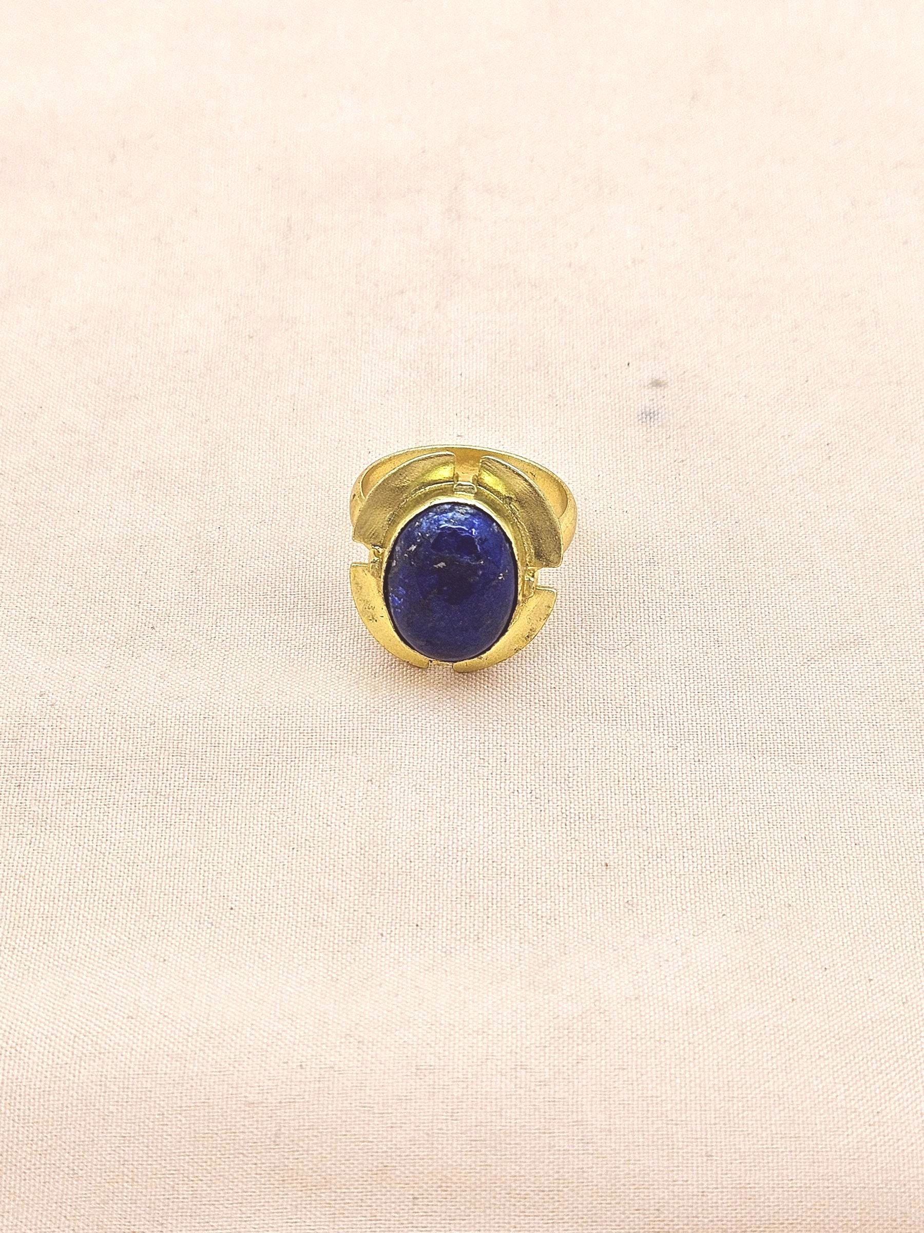Handmade Gold plated  Lapis Ring for Women - Elegant Gemstone Fashion Jewelry