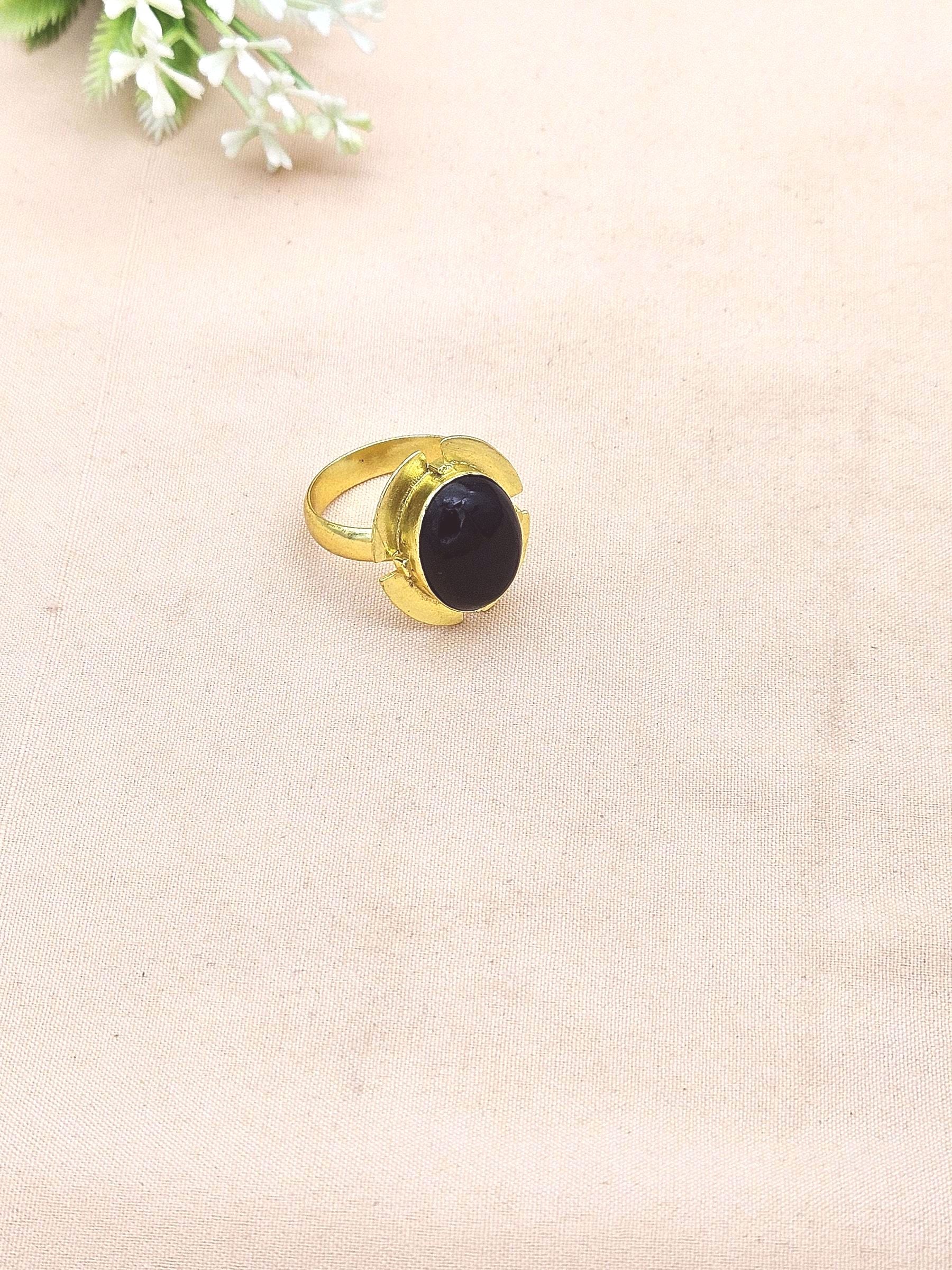 Handmade Gold plated  Black Onyx Ring for Women - Elegant Gemstone Fashion Jewelry