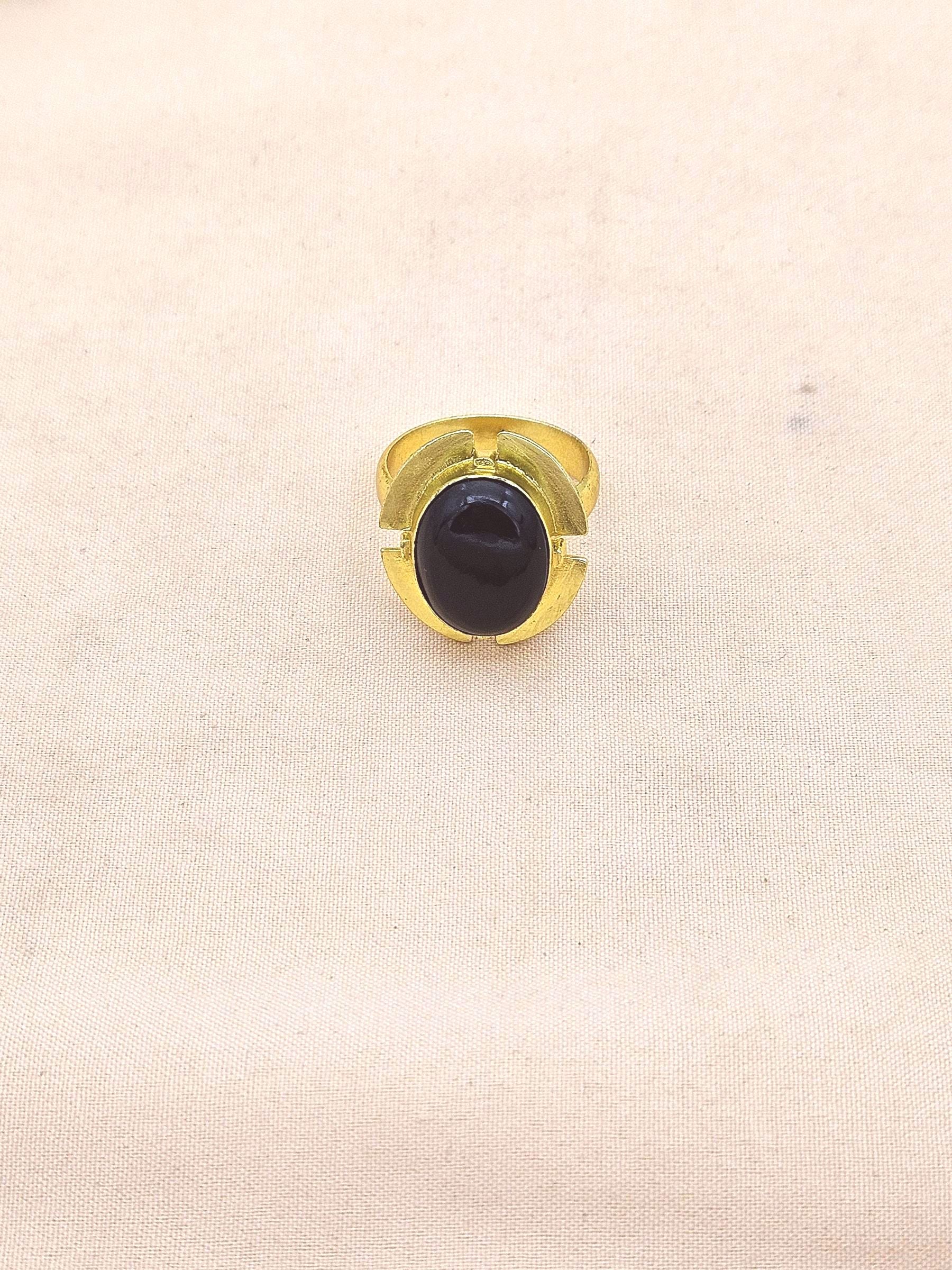 Handmade Gold plated  Black Onyx Ring for Women - Elegant Gemstone Fashion Jewelry