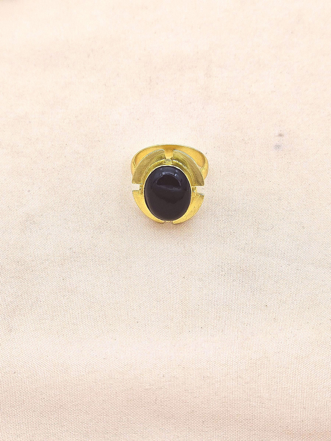 Handmade Gold plated  Black Onyx Ring for Women - Elegant Gemstone Fashion Jewelry