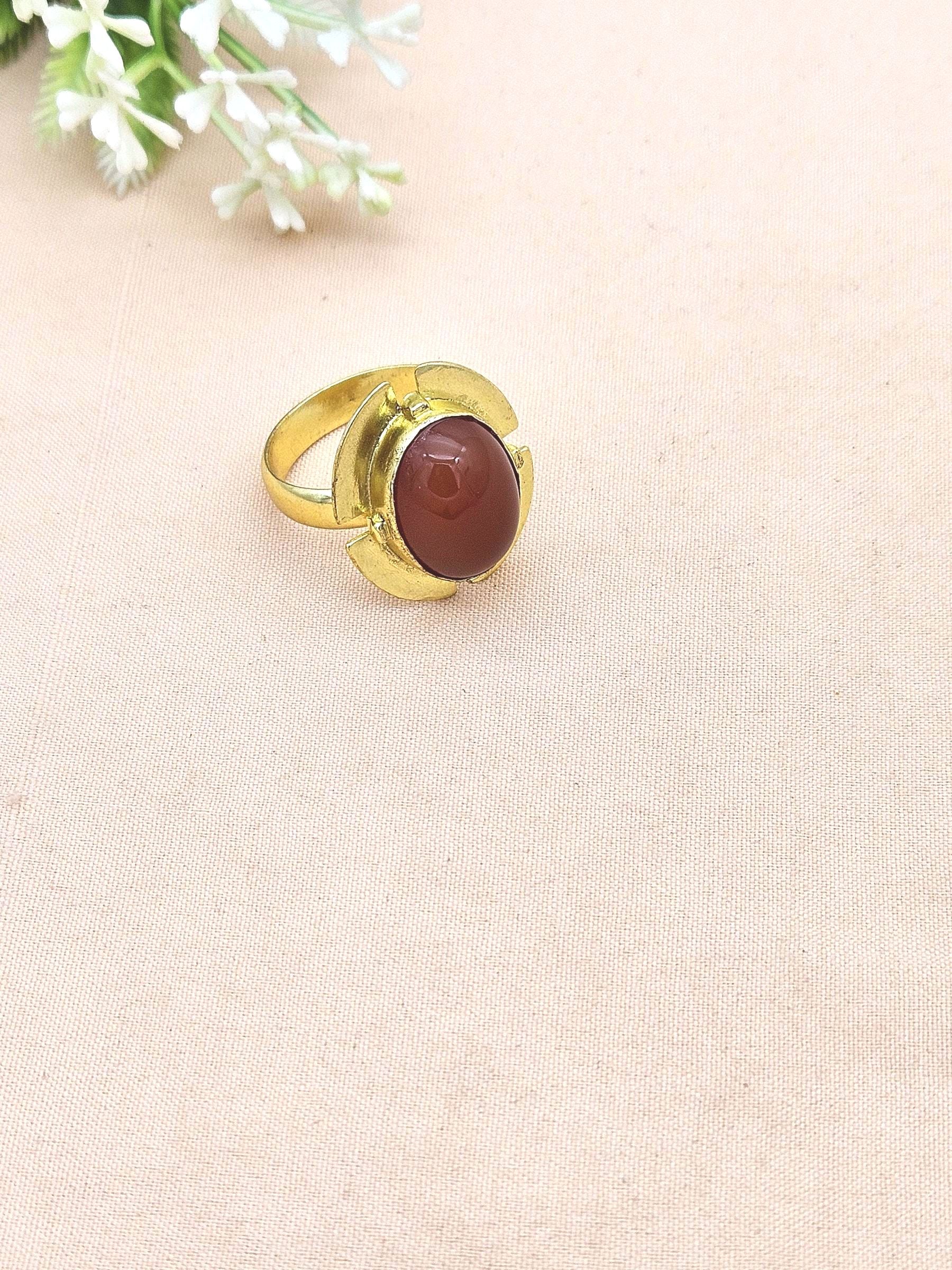 Gold plated Red Onyx Gemstone Ring for Women - Handcrafted Fashion Jewelry